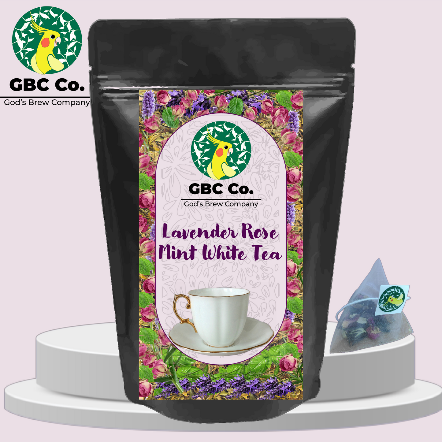 Lavender Rose Mint White Tea | 25 pyramid Tea bags | GBC Tea