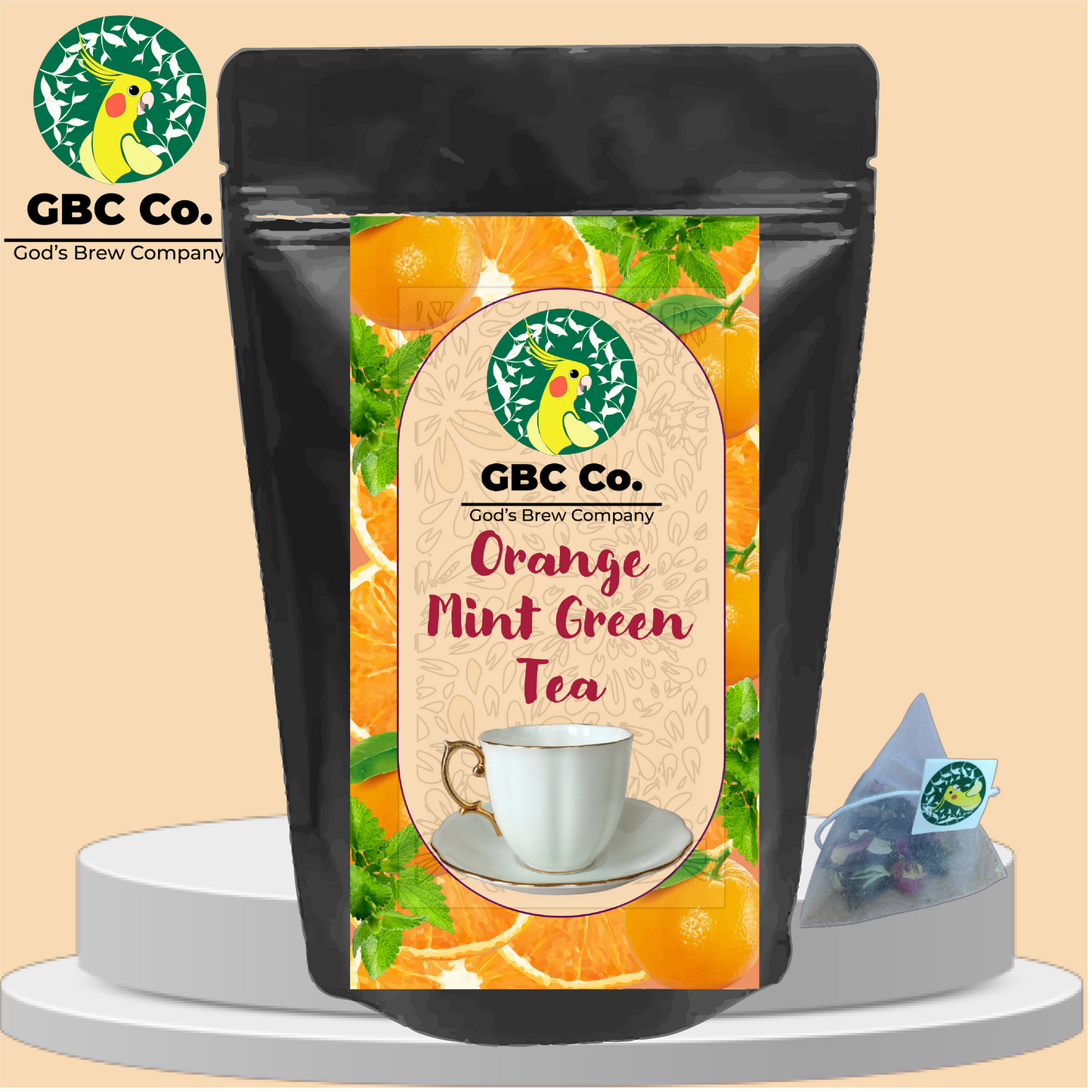 Orange Mint Green Tea| 25 Pyramid Tea bags | GBC Tea