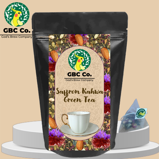 Saffron Kahwa Green Tea | 25 Pyramid Tea bags | GBC Tea