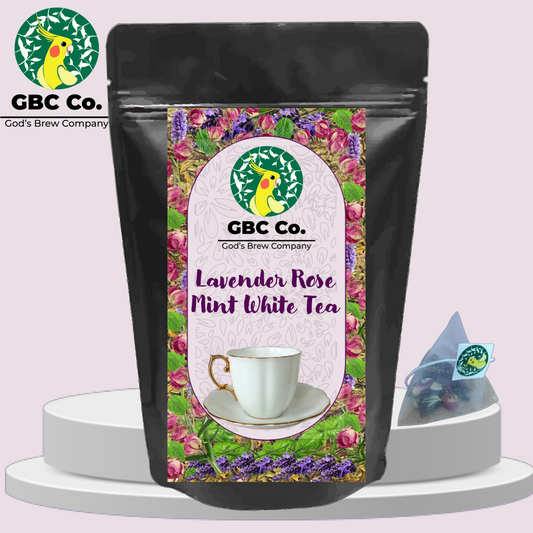 Lavender Rose Mint White Tea | 25 pyramid Tea bags  | GBC Tea