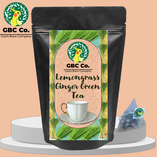 Lemongrass Ginger Green Tea| 25 Pyramid Tea bags | GBC Tea